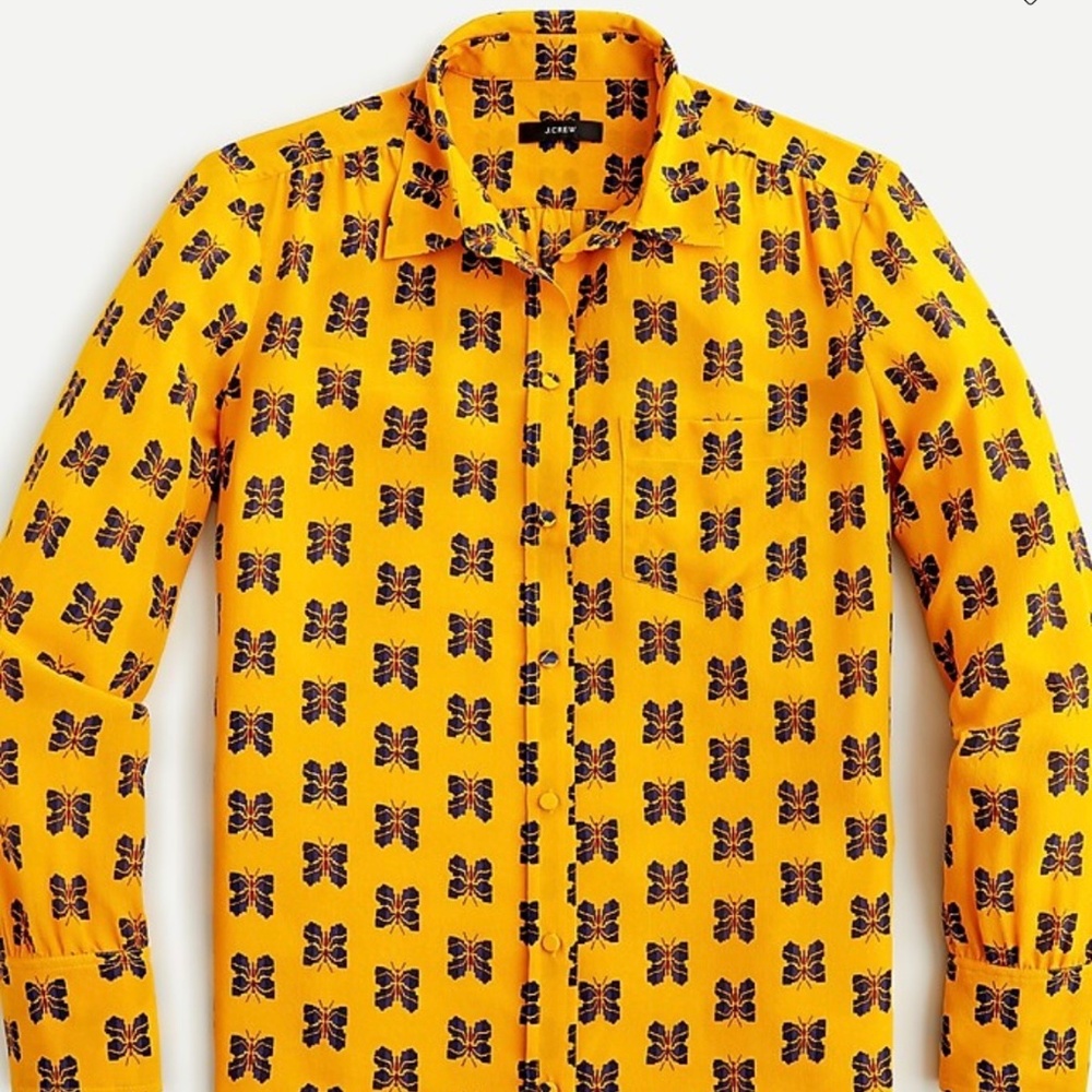J. Crew Yellow Butterfly shirt/pants set SZ 4